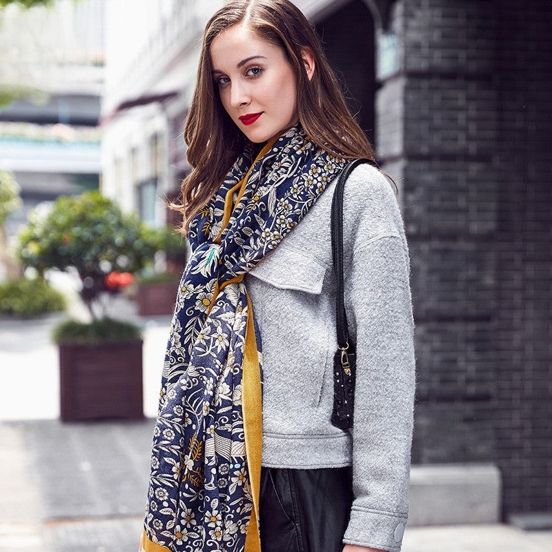 Anyyou 100% Pure Merino Wool Yellow Poncho Winter Large Scarf Pashmina Shawl Bandana Neck Wrap For Women