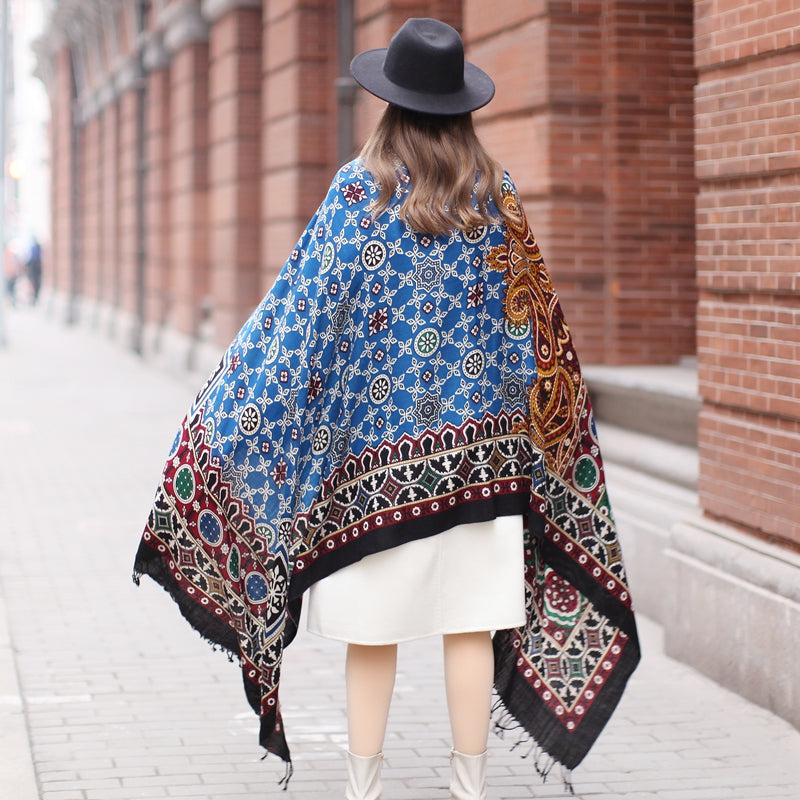 Anyyou 100% Merino Wool Black Multipatterns  Silk Satin Large Winter Scarf Pashmina Shawl Bandana Perfect For Women Ladies Fashion Style