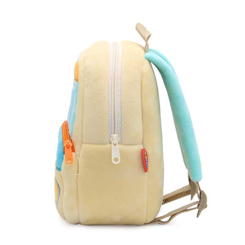 ANYKIDZ  3D Apricot Forklift School Backpack Cute Vehicle With Cartoon Designs Children Toddler Plush Bag For Baby Girls and Boys