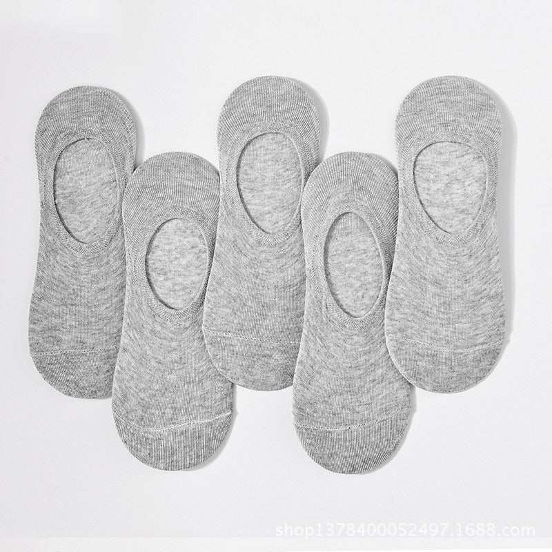 Anyfootwear 5 Pairs Grey Size 4-10 Fashion Socks High Quality Office Sports Business Long Socks Cotton Solid Colors Skateboard Knitted Casual