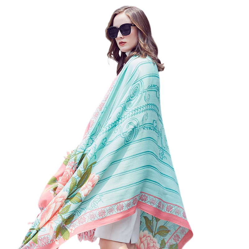 Anyyou 100% Merino Wool Rosewood  Silk Satin Large Winter Scarf Pashmina Shawl Bandana Perfect For Women Ladies Fashion Style