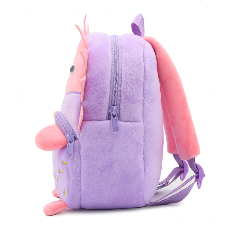 ANYKIDZ 3D Purple Hedgehog School Backpack Cute Animal With Cartoon Designs Children Toddler Plush Bag For Baby Girls and Boys