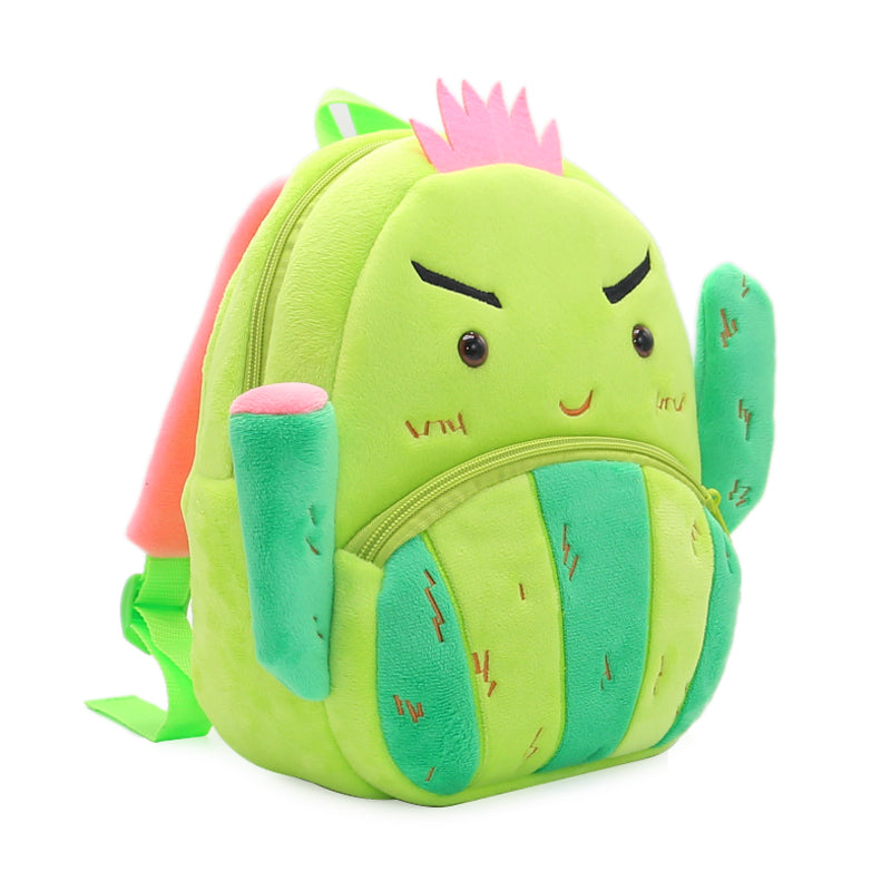 ANYKIDZ 3D Green Cactus  Kids School Backpack Cute Cartoon Animal Style Children Toddler Plush Bag Perfect Accessories For Boys and Girls
