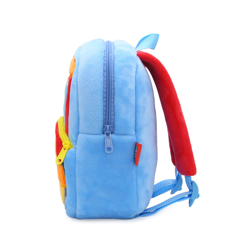 ANYKIDZ 3D Blue Road Roller Kids School Backpack Cute Cartoon Animal Style Children Toddler Plush Bag Perfect Accessories For Boys and Girls