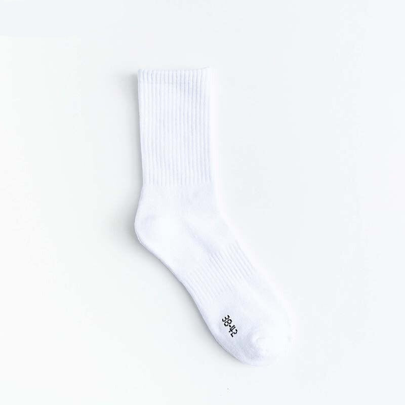 Anyfootwear 5 Pairs Size 10-14 Fashion Socks High Quality Office Sports Business Long Socks Cotton Solid Colors Skateboard Knitted Casual  White