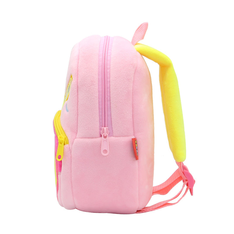 ANYKIDZ  3D Pink Crane School Backpack Cute Vehicle With Cartoon Designs Children Toddler Plush Bag For Baby Girls and Boys
