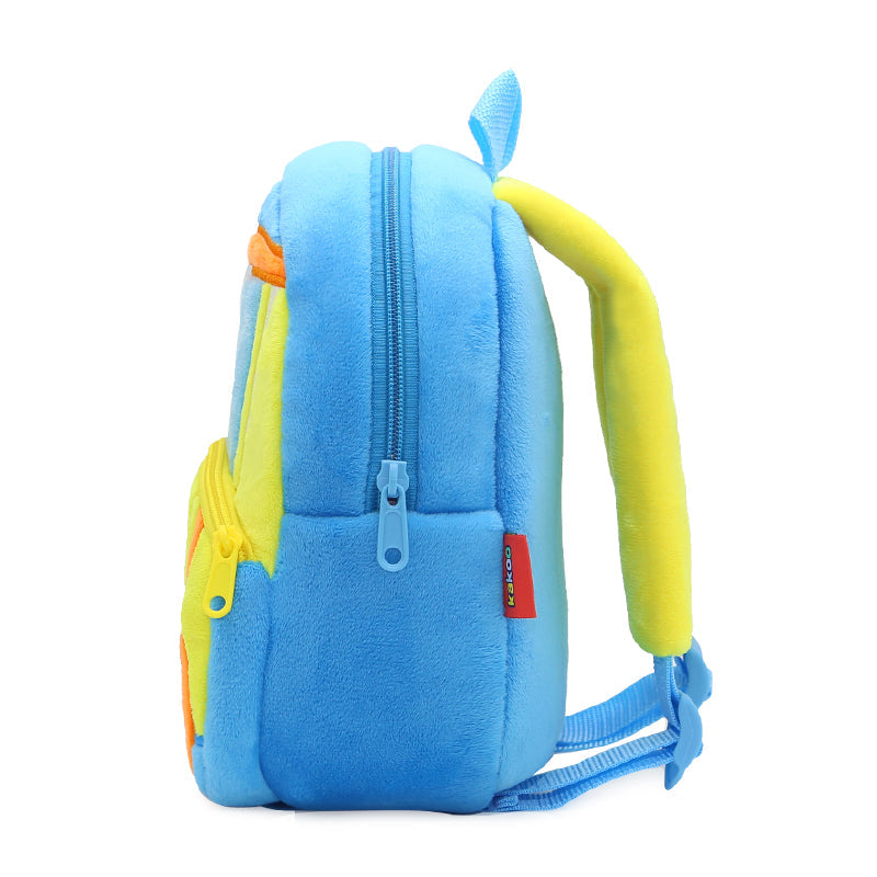 ANYKIDZ 3D Blue Bulldozer Kids School Backpack Cute Cartoon Animal Style Children Toddler Plush Bag Perfect Accessories For Boys and Girls