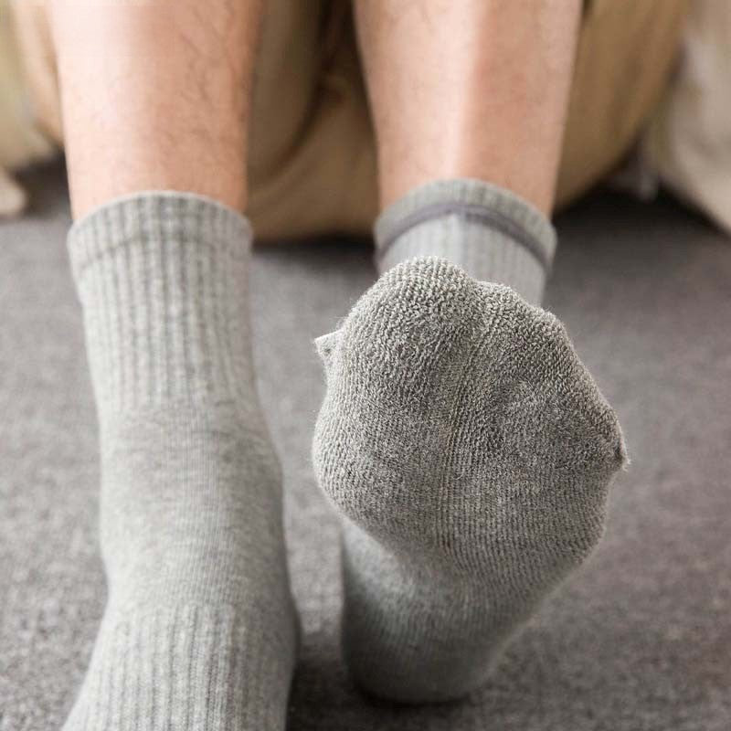 Anyfootwear 5 Pairs Grey Size 10-14 Fashion Socks High Quality Office Sports Business Long Socks Cotton Solid Colors Skateboard Knitted Casual