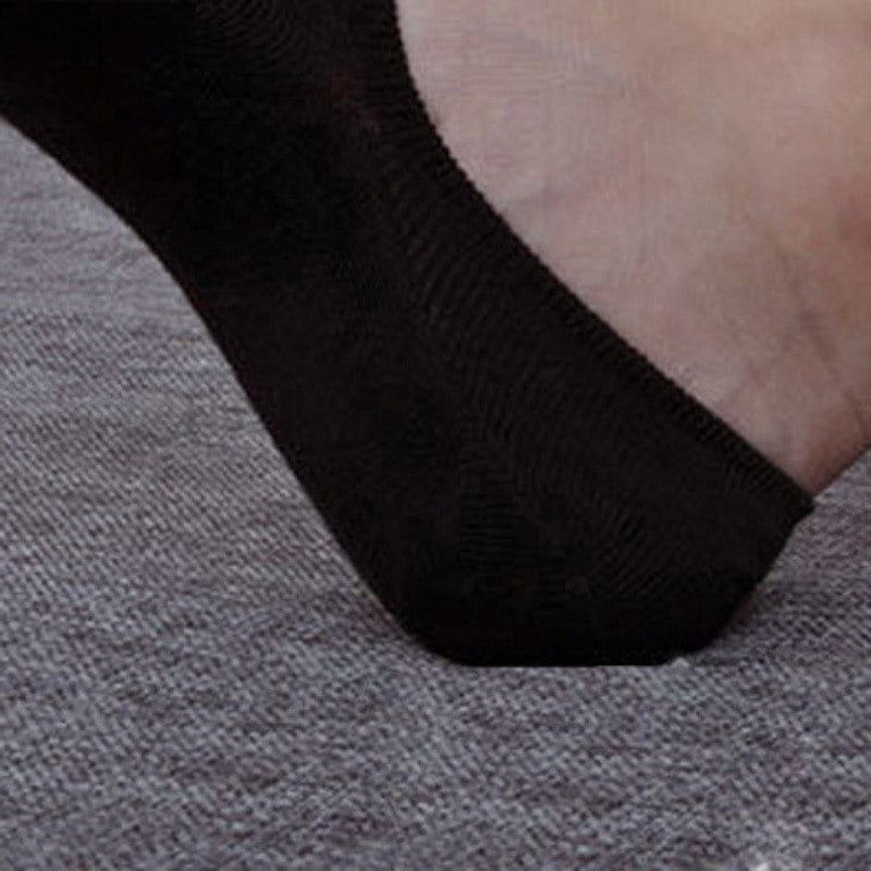 Anyfootwear 5 Pairs Size 4-9 Black Boat Socks Summer Thin Invisible Cotton Non-Slip Silicone Breathable Pure Color For Men