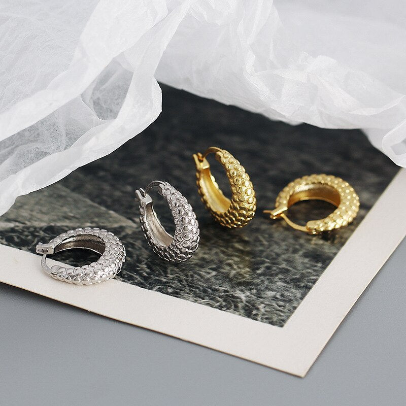 ANYCO Hoop Fashion Earrings  Punk French Statement Huggies Women Hip Hop Charming Party Jewelry Sterling Silver