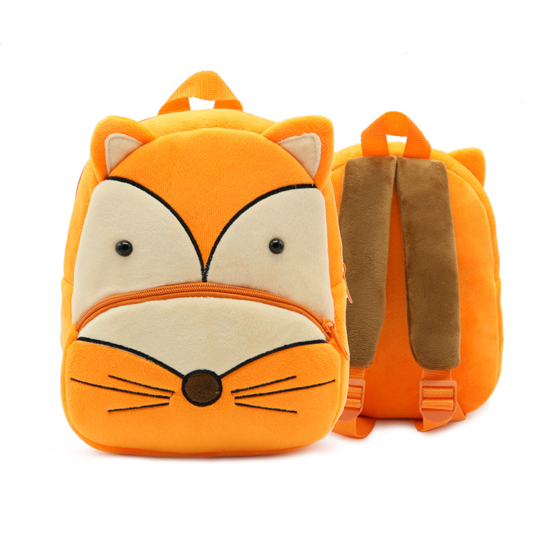 ANYKIDZ 3D Orange Fox School Backpack Cute Animal With Cartoon Designs Children Toddler Plush Bag For Baby Girls and Boys