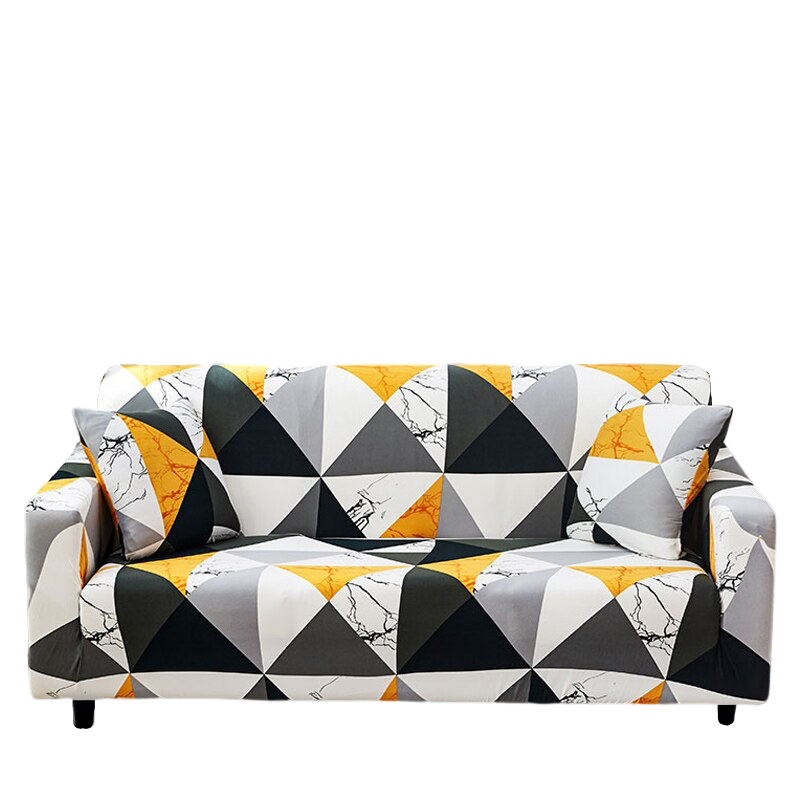 Anyseat 4 Seater Sofa Cover Yellow White Geometric Style and Protection For Living Room Sofa Chair Elastic Stretchable Slipcover