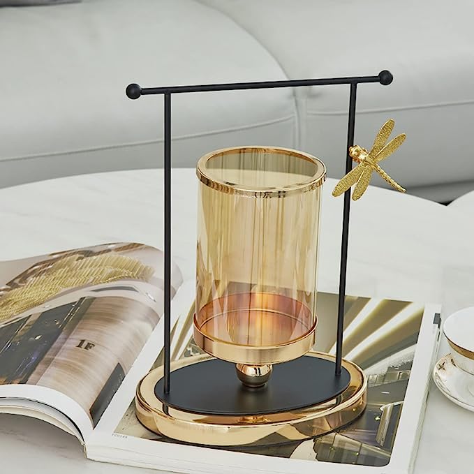 ANYDECO 29cm Candle Holder Flower Vase Tabletop Home Decor Modern Art Living Room Display House Decorative Crafts Ornaments with Metal Base