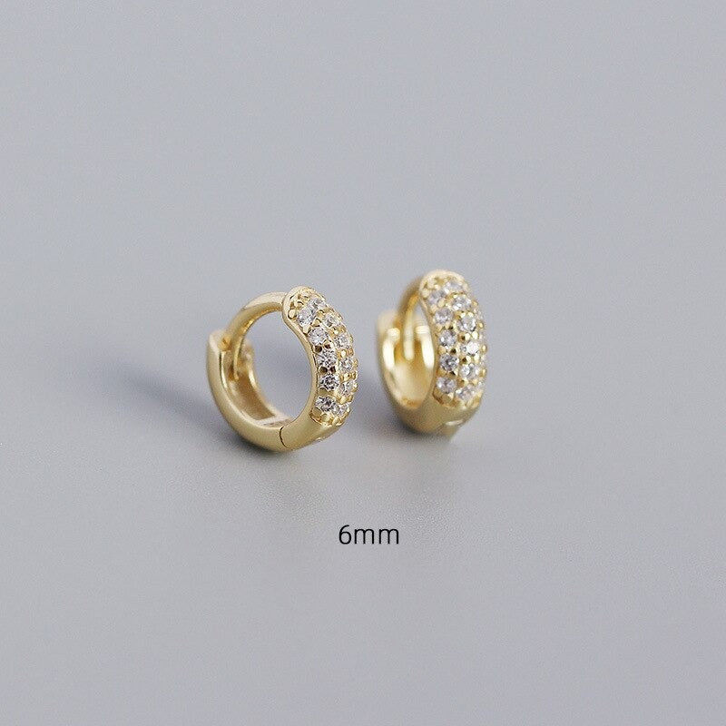 ANYCO Earrings Luxury Zircon Punk Circle Hoop Bohemian Piercing Ear Buckle For Women Accessories 6MM Gold