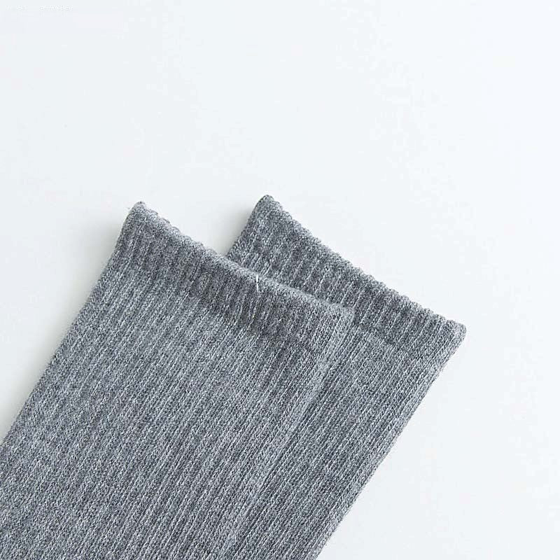 Anyfootwear 5 Pairs Grey Size 10-14 Fashion Socks High Quality Office Sports Business Long Socks Cotton Solid Colors Skateboard Knitted Casual