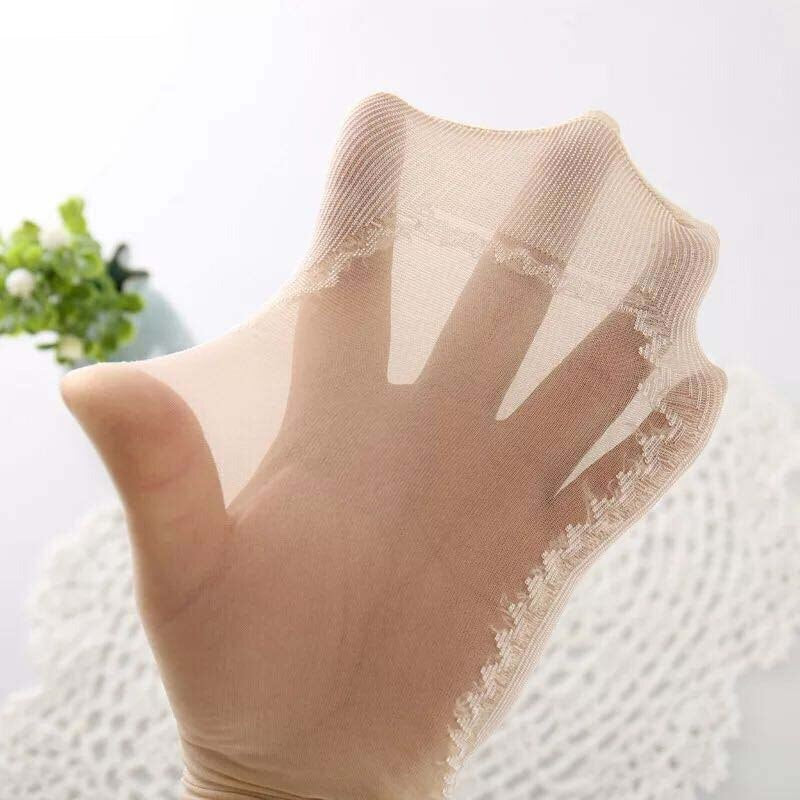 Anyfootwear 10 Pairs Free Size Fashion Socks High Quality  Velvet Silk Spring Summer Breathable Soft Cotton Bottom Wicking Slip-resistant for Women Beige