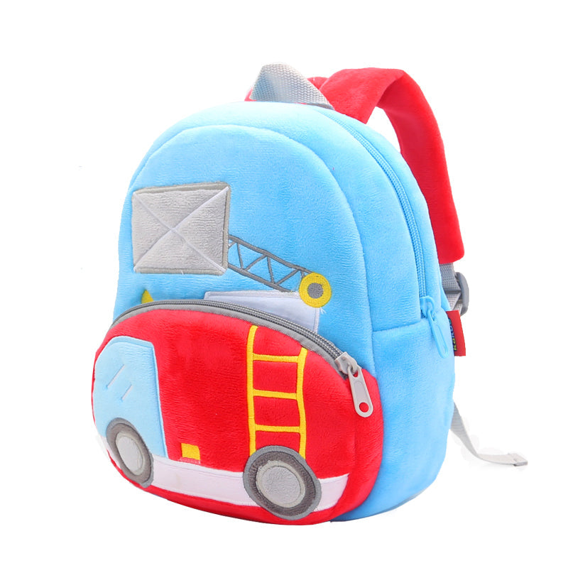 ANYKIDZ 3D Blue Ladder Car Backpack Cute Vehicle With Cartoon Designs Children Toddler Plush Bag