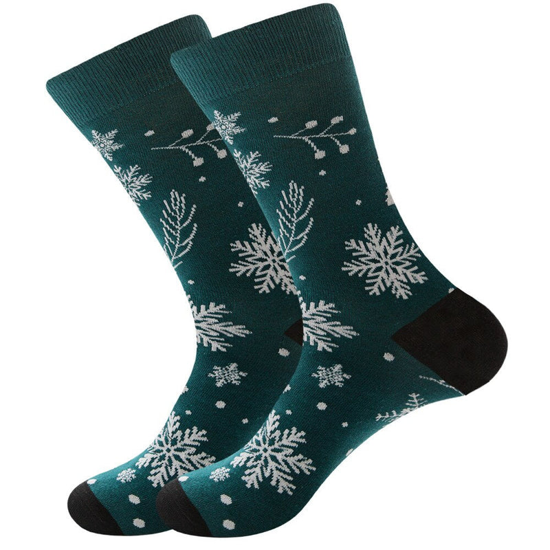 Anyfootwear 5 Pairs Dark Green Size 5-13 Socks Crystal Silk Tide Winter Holiday Design Plus Snowflake Stocking Comfortable To Wear