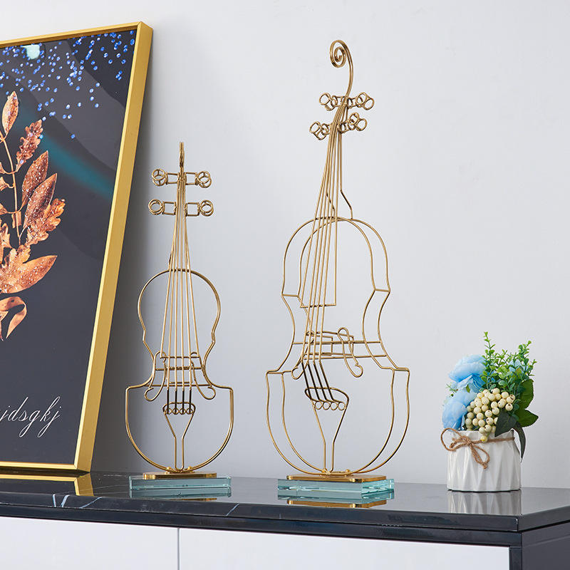 ANYHOUZ 50cm Violin Sculpture Instrument Tabletop Home Decor