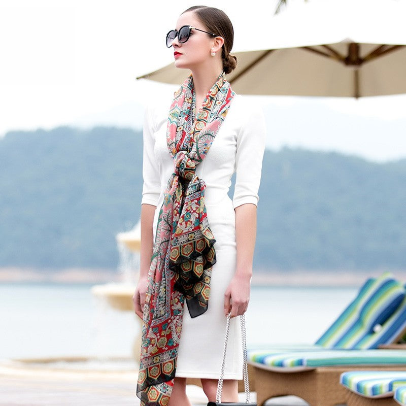 Anyyou 100% Mulberry Silk Light Orange Long Scarf Luxury Brand Women Beach Shawl Wear Swimwear Pashimina Face Shield Foulard
