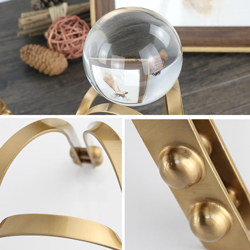 ANYHOUZ 20cm Luxury Crystal Ball Tabletop Home Decor Modern Art Living Room Display House Decorative Crafts Metal Ornaments 25