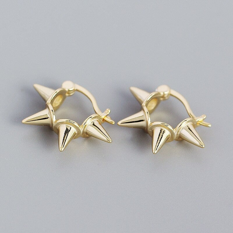 ANYCO Buckle Earrings Punk Minimalist Rivets Ear Buckle Women Men Hip Hop Rock Jewelry Sterling Silver
