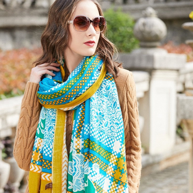 Anyyou 100% Merino Wool Arctic  Silk Satin Large Winter Scarf Pashmina Shawl Bandana Perfect For Women Ladies Fashion Style