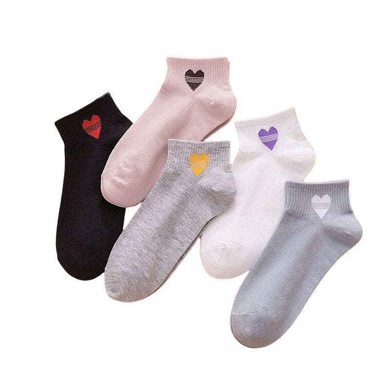 Anyfootwear 5 Pairs Women’s Cotton Spandex Socks Fruit Heart Liner Creative Design