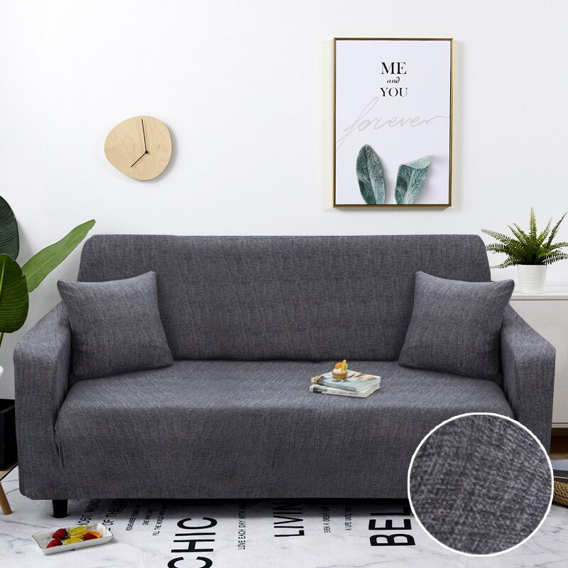 Anyseat 4-Seater Sofa Cover – Plain Gray Style Slipcover for Living Room Chair Protection