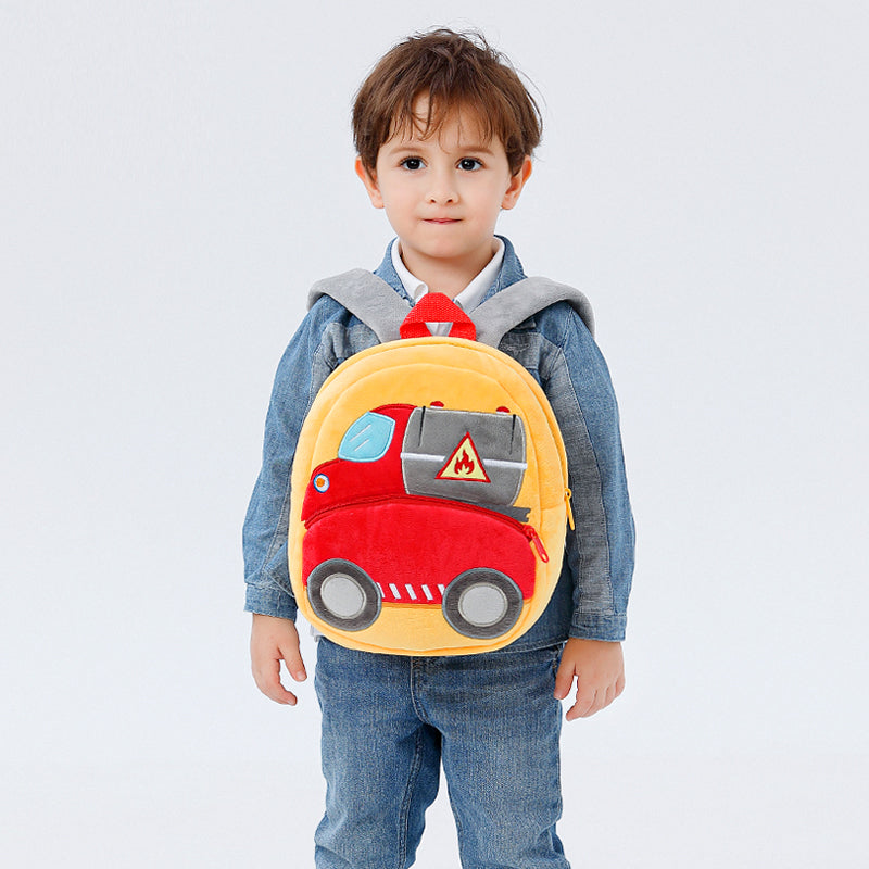ANYKIDZ 3D Orange Tanker School Backpack Cute Vehicle With Cartoon Designs Children Toddler Plush Bag For Baby Girls and Boys