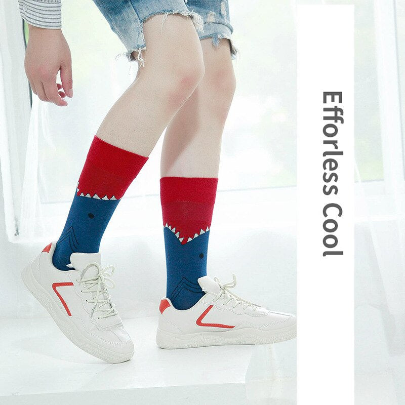 Anyfootwear 5 Pairs One Size 5-11 Mixed Color Socks Living Things Cotton Fashion Woman Skateboard Oil Paitiing