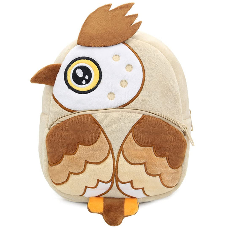 ANYKIDZ 3D Apricot Owl Brown Kids School Backpack Cute Cartoon Animal Style Children Toddler Plush Bag Perfect Accessories For Boys and Girls