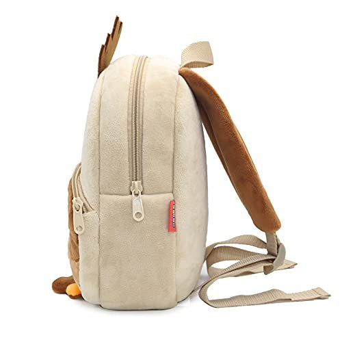 ANYKIDZ 3D Apricot Owl Brown Kids School Backpack Cute Cartoon Animal Style Children Toddler Plush Bag Perfect Accessories For Boys and Girls