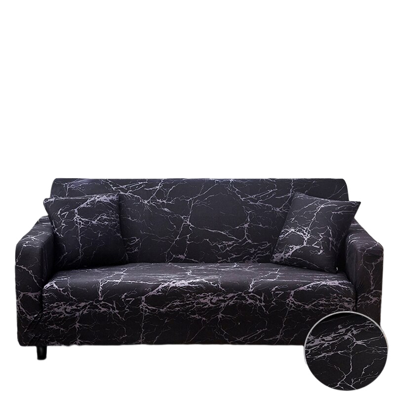 Anyseat 4 Seater Sofa Cover Marble Black Style and Protection For Living Room Sofa Chair Elastic Stretchable Slipcover