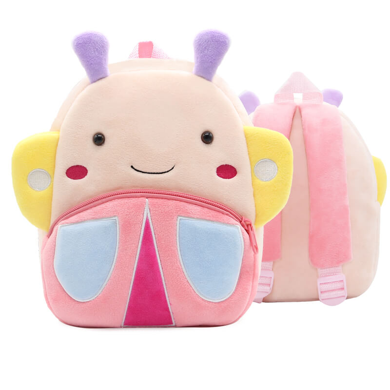 ANYKIDZ 3D Pink Butterfly Kids School Backpack Cute Cartoon Animal Style Children Toddler Plush Bag Perfect Accessories For Baby Girls and Boys