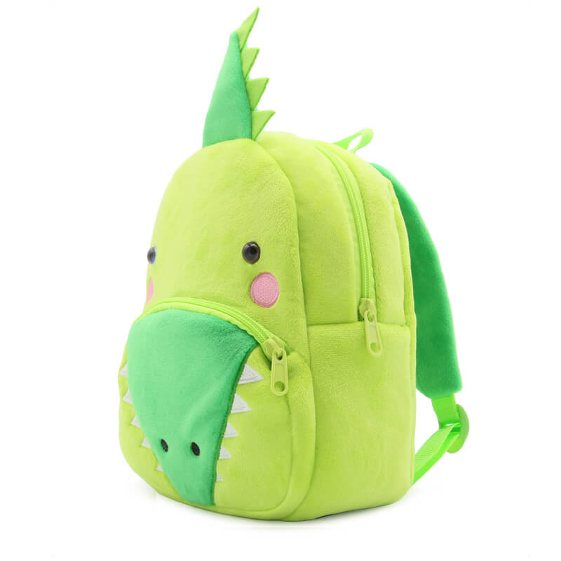 ANYKIDZ 3D Green Crocodile  Kids School Backpack Cute Cartoon Animal Style Children Toddler Plush Bag Perfect Accessories For Boys and Girls