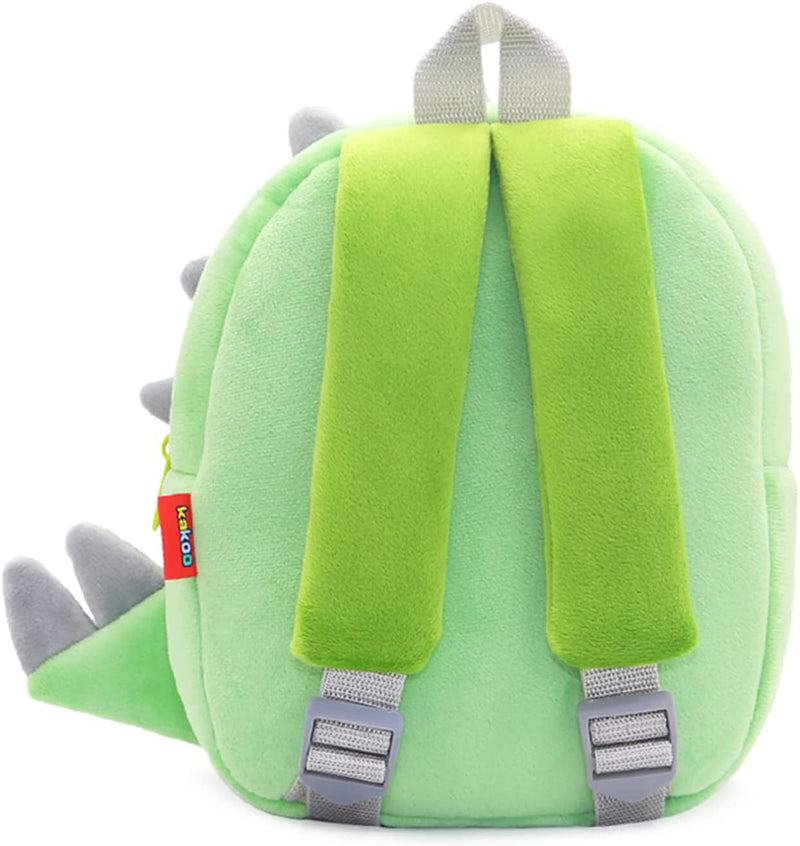 ANYKIDZ 3D Green Big Mouth Dinosaur Kids School Backpack Cute Cartoon Animal Style Children Toddler Plush Bag Perfect Accessories For Boys and Girls