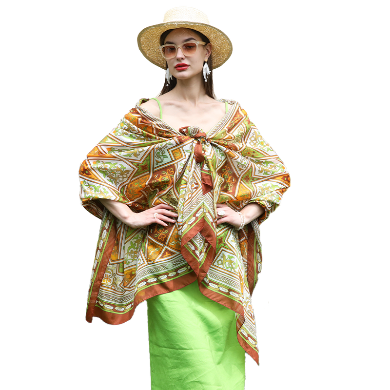 Anyyou 100% Mulberry Silk Coffe Long Scarf Luxury Brand Women Beach Wear Swimwear Pashimina Shawl Foulard