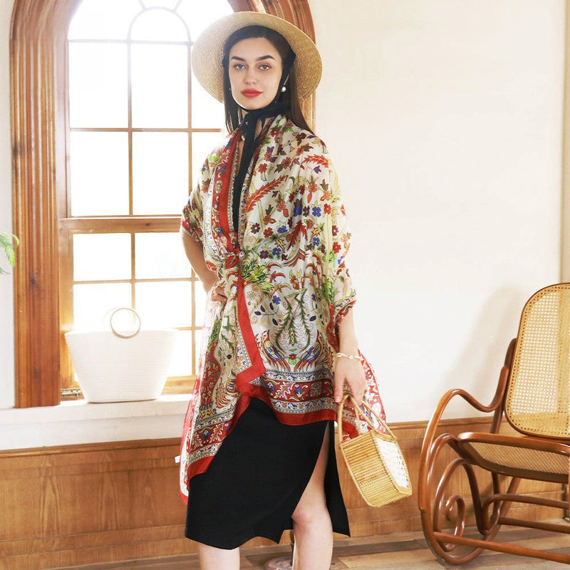 Anyyou 100% Mulberry Silk Red Green Long Scarf Luxury Brand Women Beach Shawl Wear Swimwear Pashimina Foulard