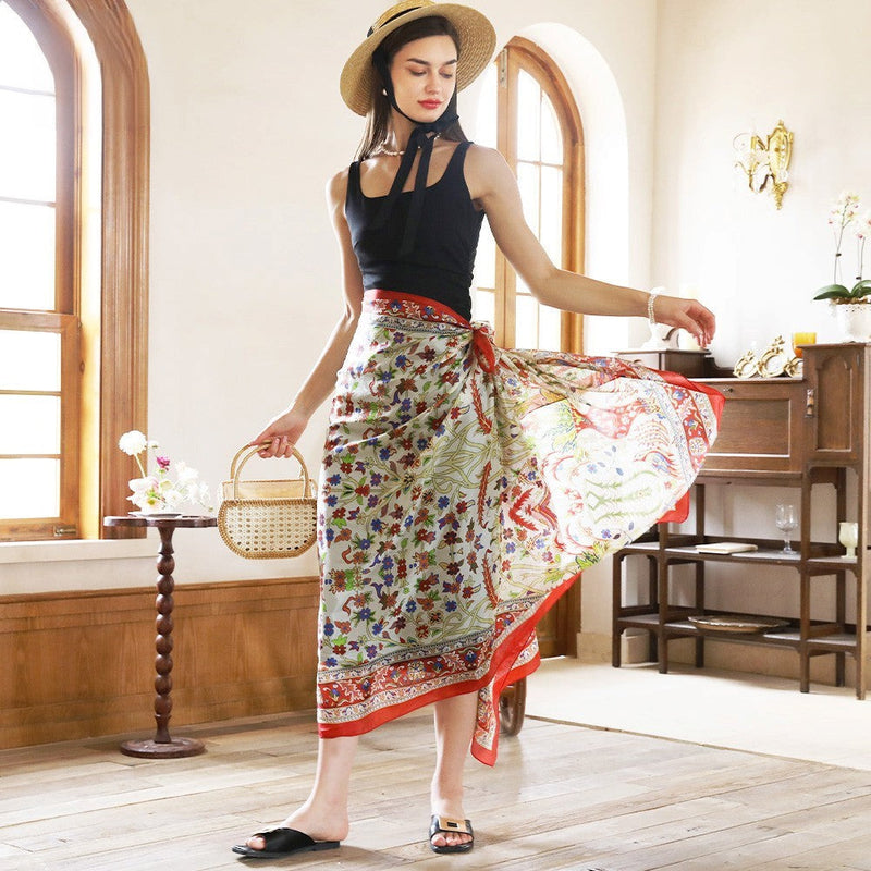 Anyyou 100% Mulberry Silk Red Green Long Scarf Luxury Brand Women Beach Shawl Wear Swimwear Pashimina Foulard