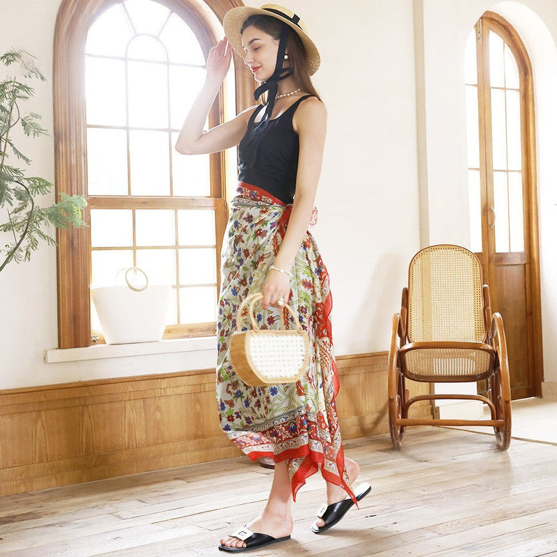 Anyyou 100% Mulberry Silk Red Green Long Scarf Luxury Brand Women Beach Shawl Wear Swimwear Pashimina Foulard