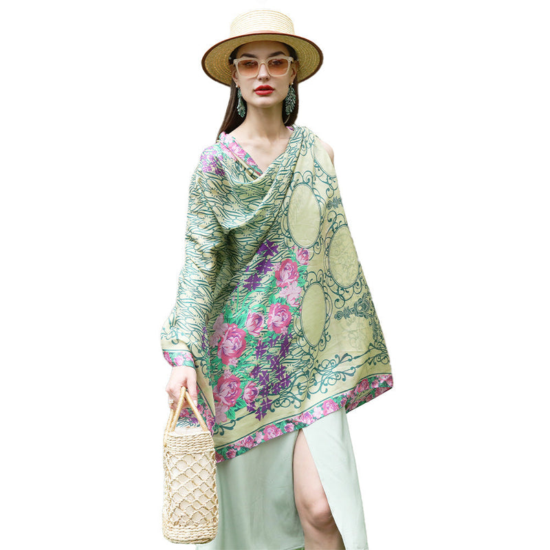 Anyyou 100% Mulberry Silk Mint Green Long Scarf Luxury Brand Women Beach Shawl Wear Swimwear Pashimina Foulard
