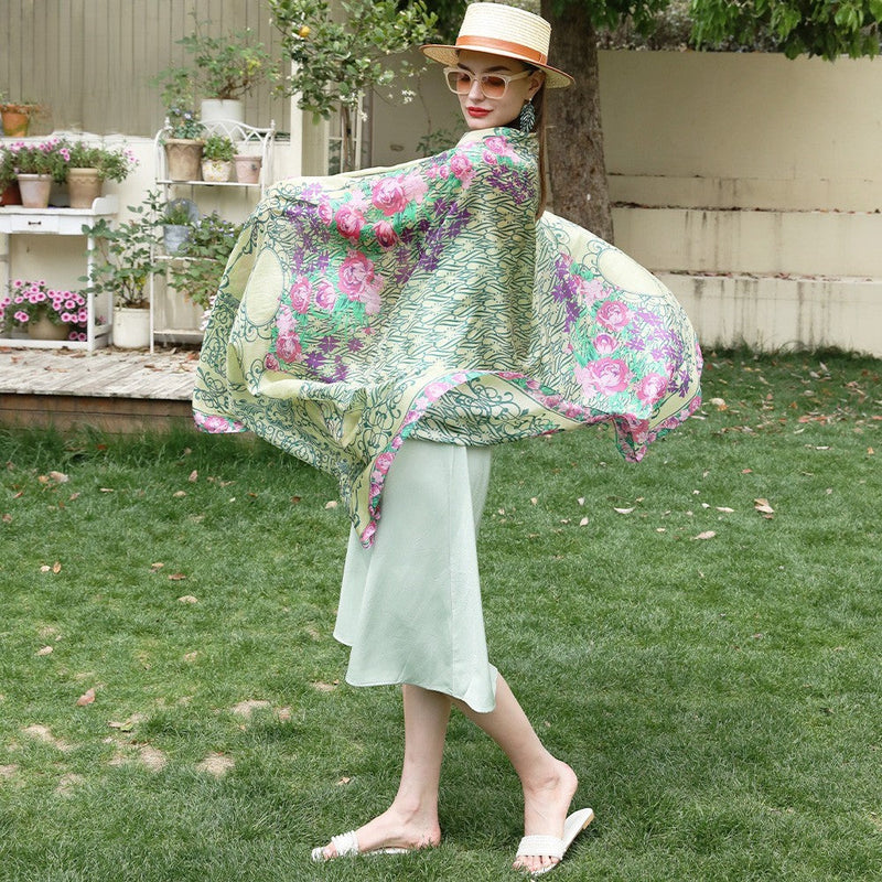 Anyyou 100% Mulberry Silk Mint Green Long Scarf Luxury Brand Women Beach Shawl Wear Swimwear Pashimina Foulard