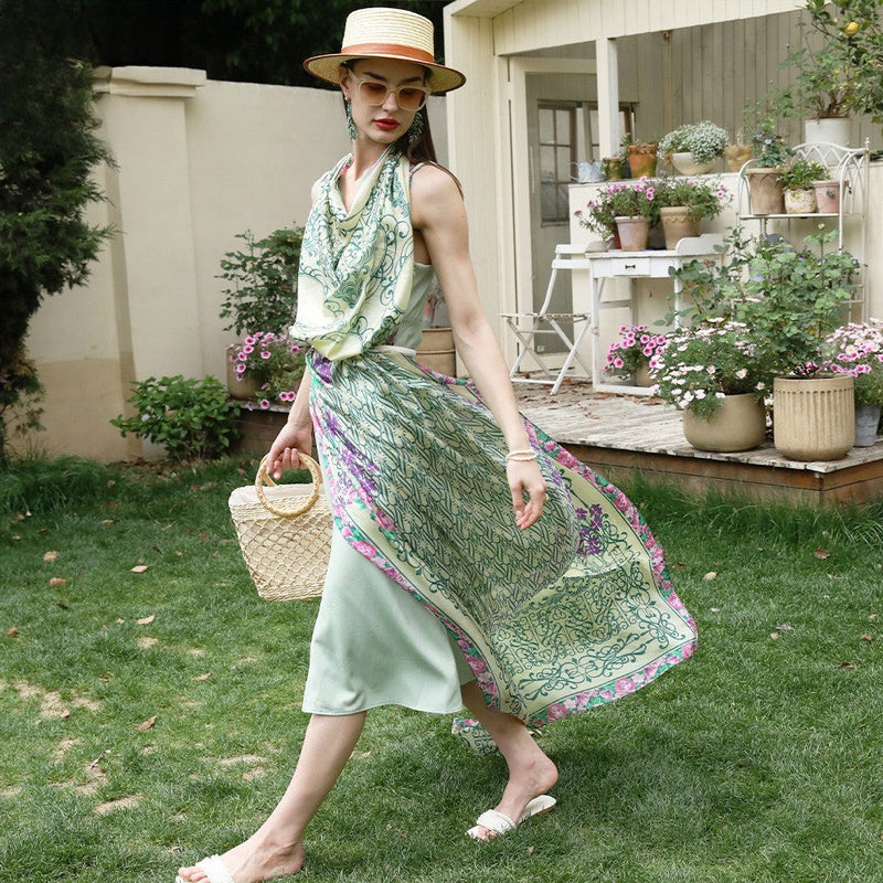 Anyyou 100% Mulberry Silk Mint Green Long Scarf Luxury Brand Women Beach Shawl Wear Swimwear Pashimina Foulard