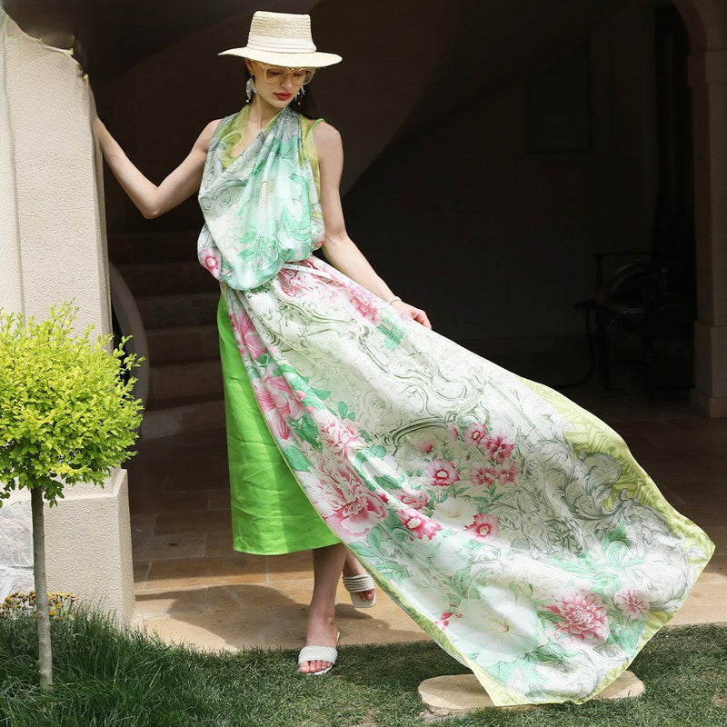 Anyyou 100% Mulberry Silk Lime Green Long Scarf Luxury Brand Women Beach Shawl Wear Swimwear Pashimina Foulard