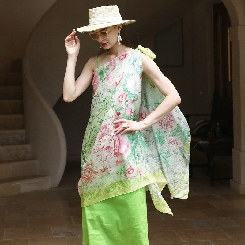 Anyyou 100% Mulberry Silk Lime Green Long Scarf Luxury Brand Women Beach Shawl Wear Swimwear Pashimina Foulard