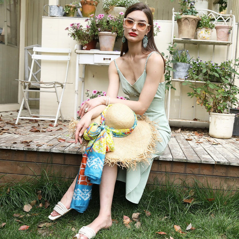 Anyyou 100% Mulberry Silk Aqua Blue Long Scarf Luxury Brand Women Beach Shawl Wear Swimwear Pashimina Foulard