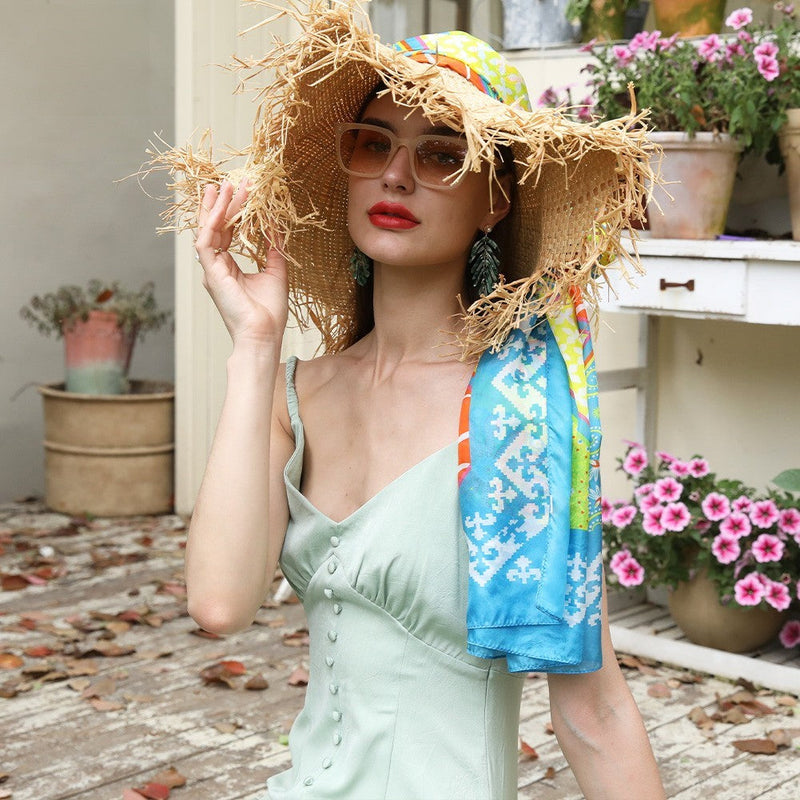 Anyyou 100% Mulberry Silk Aqua Blue Long Scarf Luxury Brand Women Beach Shawl Wear Swimwear Pashimina Foulard