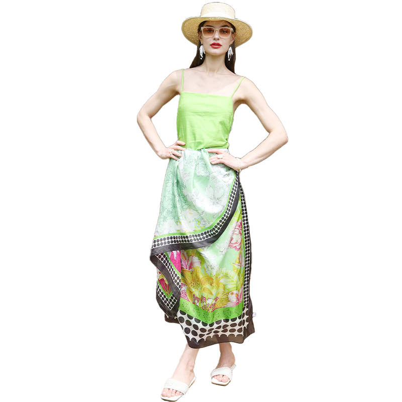 Anyyou 100% Mulberry Silk Emerald Green Long Scarf Luxury Brand Women Beach Shawl Wear Swimwear Pashimina Foulard