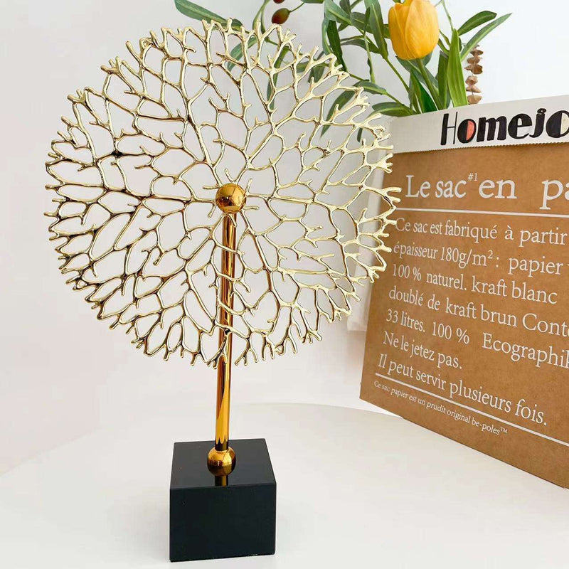 ANYHOUZ 33cm Luxury Metal Tree Tabletop Home Decor Modern Art Living Room Display House Decorative Crafts Metal Ornaments with Marble Base